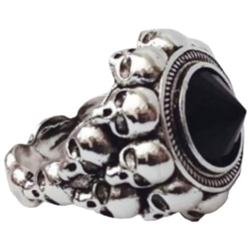 Anillo Calaveras Circon Negro Accesorios Rock Skull