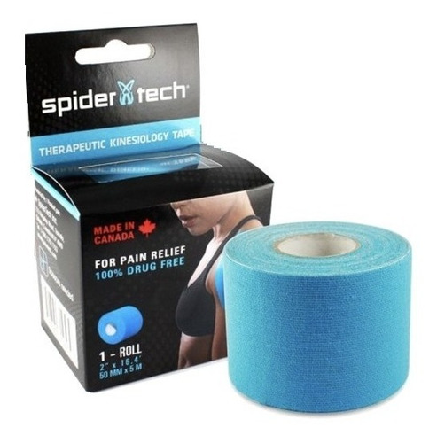 Imagen 1 de 2 de Tape Kinesiologico Spidertech 5 Cm X 5 Mt. Celeste (1 Rollo)