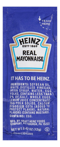Heinz Mayonesa Real De Una Sola Porcion caja De 500 Unidade