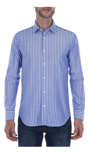 Camisa De Hombre De Rayas Tencel/algodón Scappino 3658