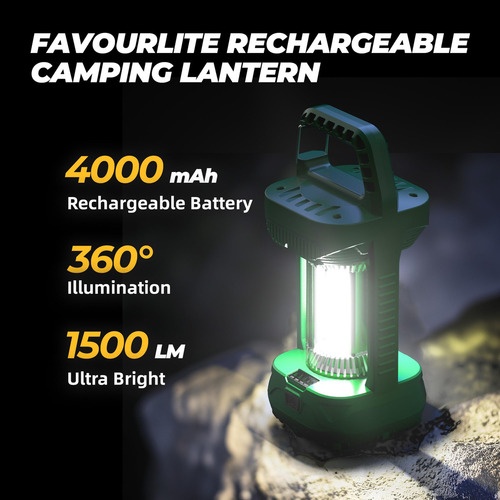 Linterna De Campamento 1500 Lúmenes Impermeable Y Portátil