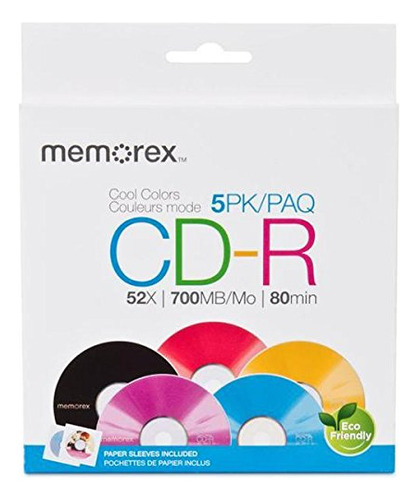 Memorex Cool Colors Cd-r Discos Con Velocidad De Grabación 5