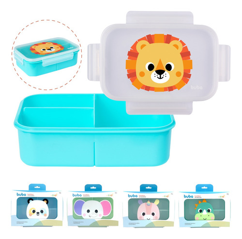 Lancheira Com Divisória Lunchbox 1000ml Marmita Buba Zoo