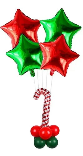 Kit X 2 Globos Navidad Centros De Mesa Metalicos Decoración