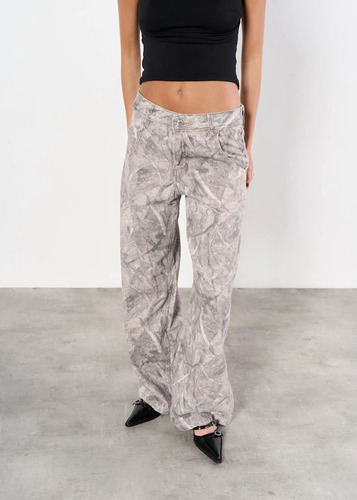Pantalón Baggy De Jean Rígido Tiro Medio - Real Tree