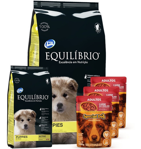 Imagen 1 de 5 de Equilibrio Cachorro 18 Kg + 3 Paté + Envío Gratis A Todo Uy!