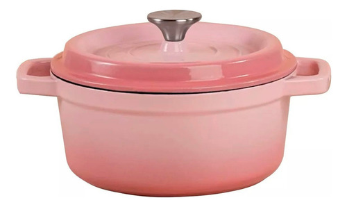 Panela Caçarola Ferro Fundido Esmaltada C&e Kitchenware 24cm Cor Rosa