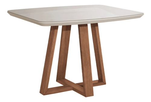 Mesa De Comedor Rectangular - Vidrio Y Madera, Blanco