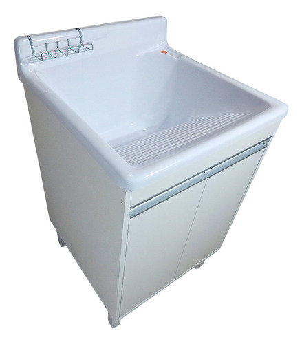 Tanque De Lavar Roupa 45l Fibra + Gabinete Mdf 56cm Montado