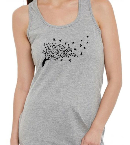 Musculosa Pajaros Volando Del Arbol