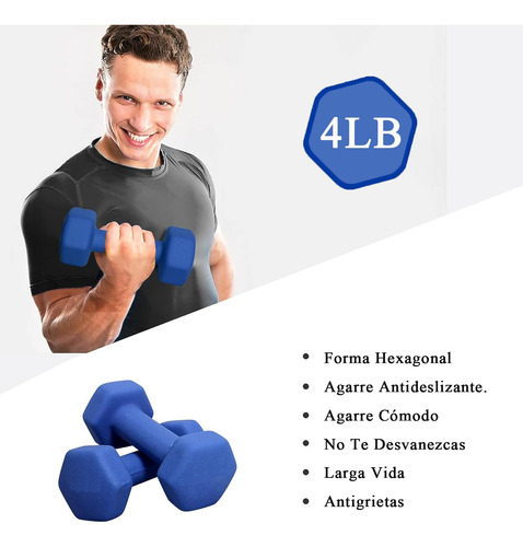 Mancuernas Hexagonales 1.8 Kg 2 Pcs Pesas Para Ejercicio