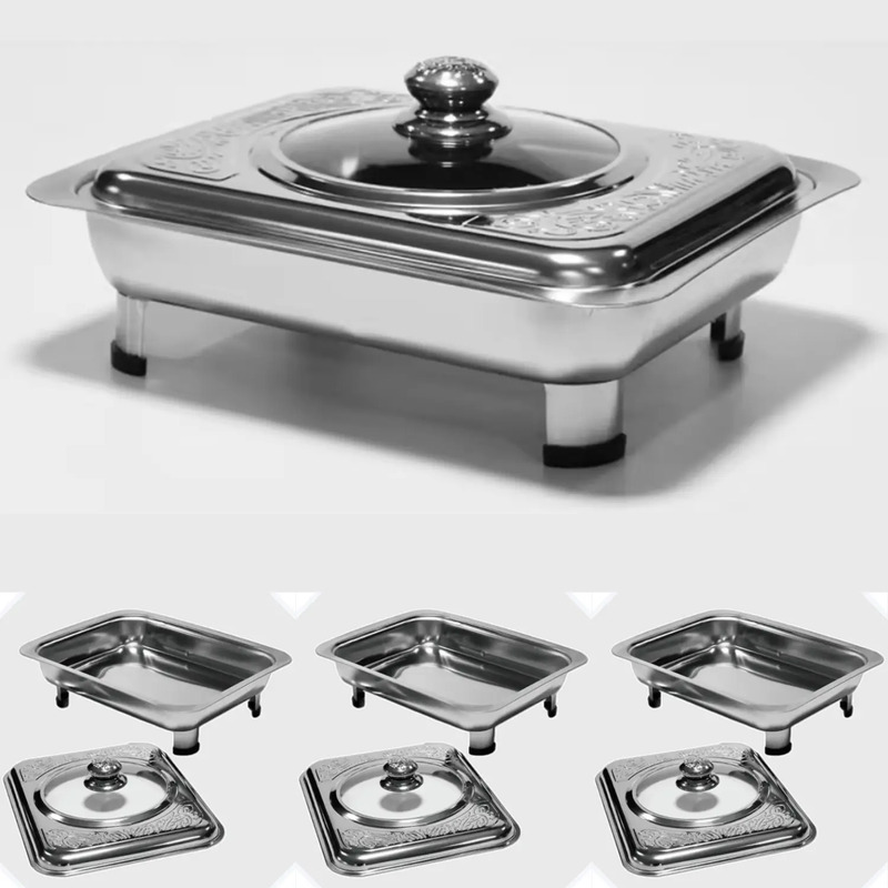 4 Rechauds Inox com Tampa Transparente