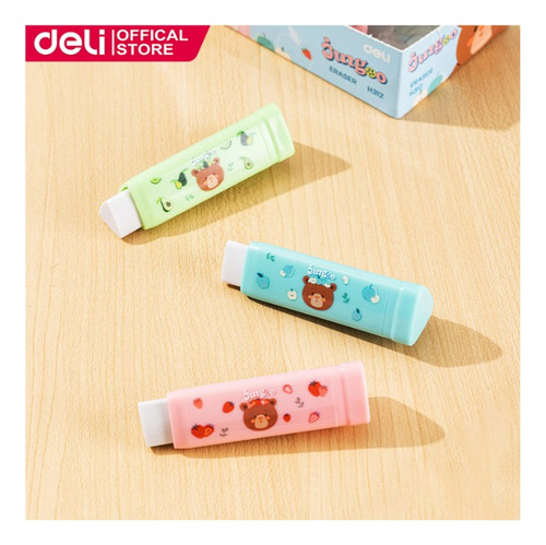 Pack De 3 Goma De Borrar Retráctil Deli Jungoo Oso 54x18mm