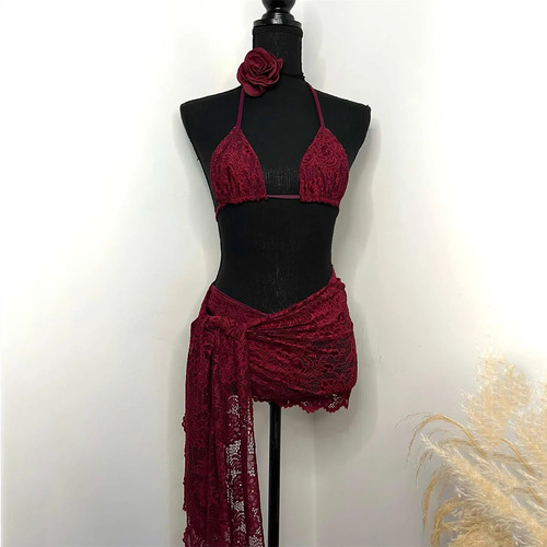 Conjunto De Bikini De Encaje De 3 Piezas For Mujer