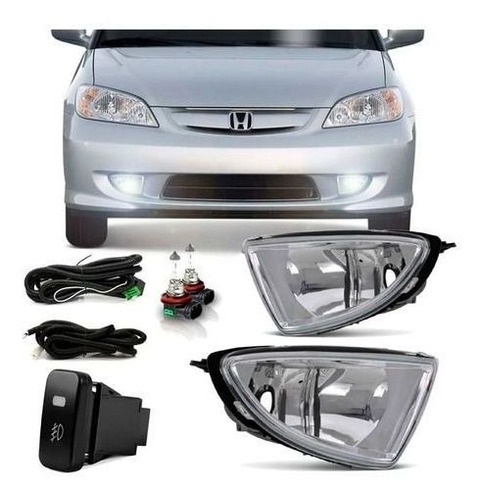 Kit Farol De Milha Auxiliar Honda Civic 2004 2005 Brinde