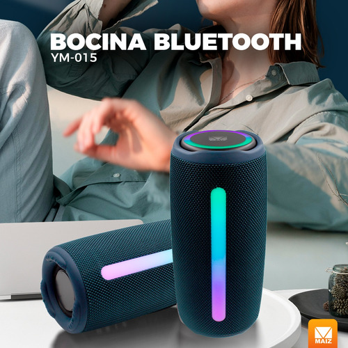 Bocina Bluetooth Altavoz Portatil Recargable Luces Led Usb Color Rojo
