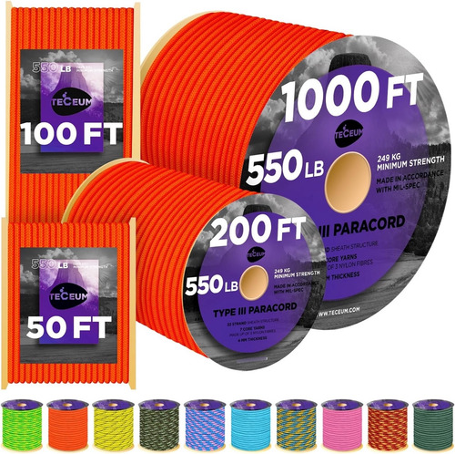 Cuerda Paracord, 304m/61m/37m, Para Supervivencia, 45 Colore