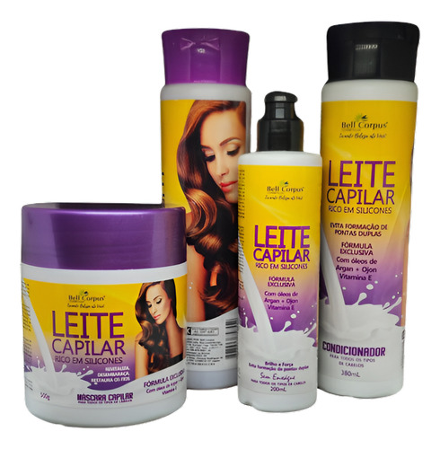 Kit Capilar Bababell Leite Siliconizado Com 04 Itens