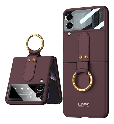 Funda Para Samsung Galaxy Z Flip 4 Anillo Ultra Fino Mate Pc