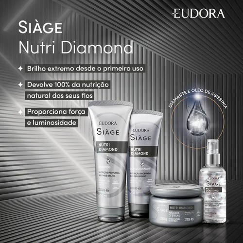 Máscara Nutri Diamond Siàge Eudora Nutrição E Bilho 250g
