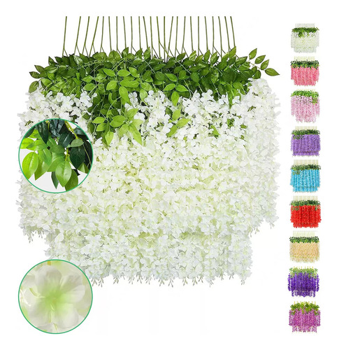 12 Flores Falsas, Flores Artificiales De Glicina Para Decora