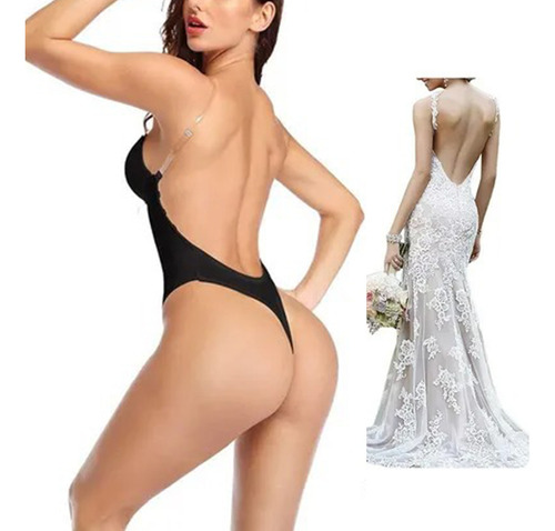 Body Shapewear Mujer Cuello En V Profundo Sin Espalda Correa