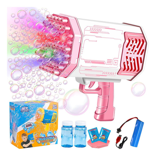 Pistola De Burbujas Rocket - Diversión Asegurada Para Niños Rosa