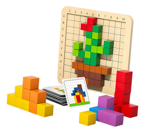 Cubos Coloridos Montessori, Juguetes Para Con 24 Cartas