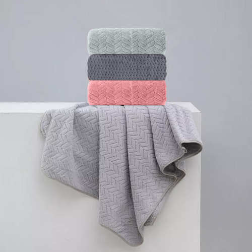 3pcs Toallas Baño Completo Grande Lana Coral Suave 140×70cm Color Verde Claro Rosa Gris Combinación 1