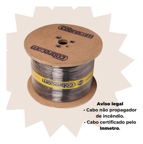 Cabo Pp 2 X 1,5 Mm 500v Cobrecom Antichama Preto 22 Metros