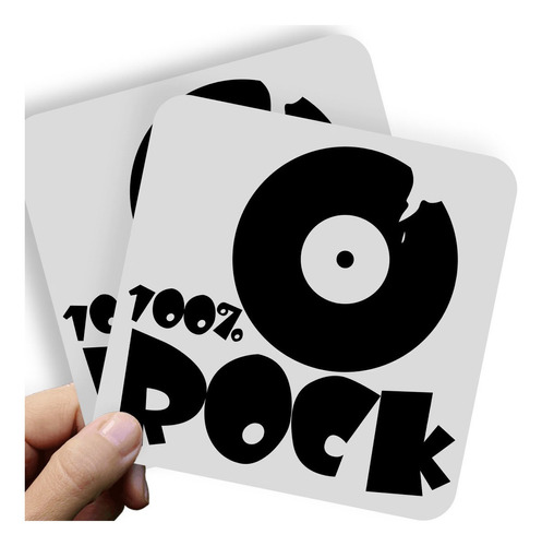 Adesivo Kit C/2 - 14x13cm - 100% Rock Disco De Vinil Música