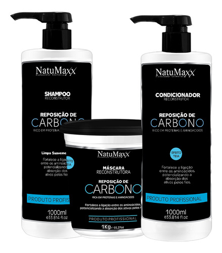 Kit Carbono Natumaxx Shampoo + Condicionador + Máscara
