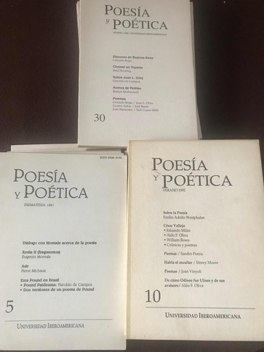 Poesía Y Poética Lote 25 Tomos De 1991- 1999 U. Iberoamérica