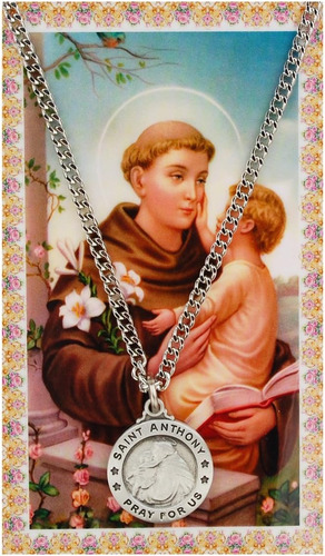 Tarjeta De Oración De San Antonio Con Medalla, Santo Patrón,