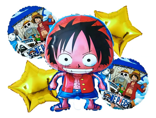 Bouquet Globos Monkey D. Luffy One Piece X 5 Piezas