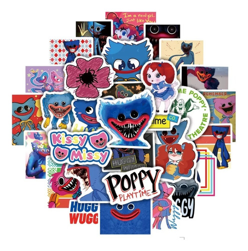 Set De 50 Stickers Huggy Wuggy Regalo Amor Amistad Niños