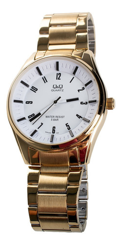 Reloj Q&q Hombre Dorado Analogo Business Qa54j004y Color del fondo Blanco