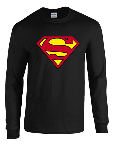 Camibuso Negro Camiseta Manga Larga Superman.m2
