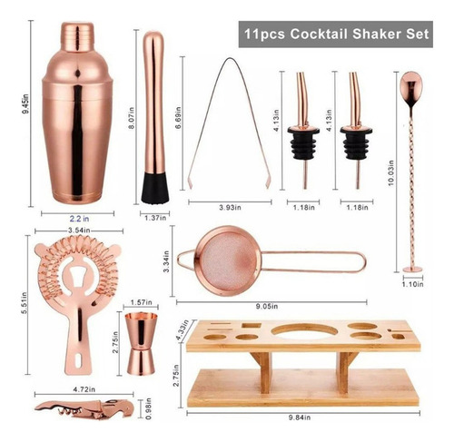 W Bartender Cocktail Shaker Making Kit 11 Piezas, Accesorios