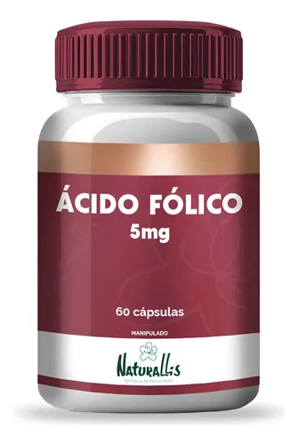 Naturallis Ácido Fólico (vitamina B9) 5mg - 60 Cápsulas Original Sem