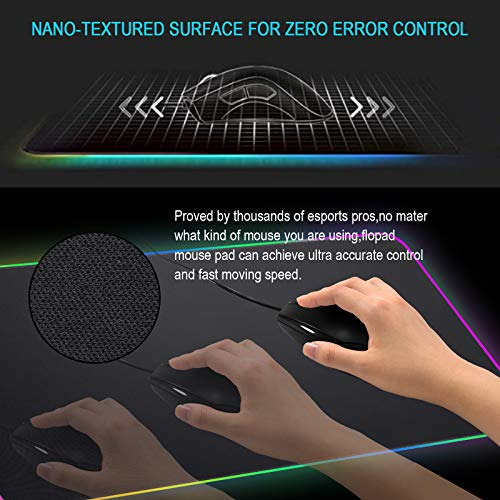 Mouse Pad Grande Antideslizante Con Iluminacion Rgb Negro