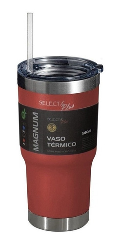 Vaso Térmico C/sorbito 560ml Ac.inox Rojo