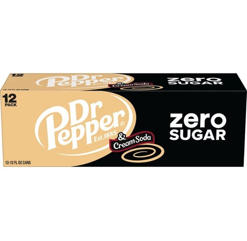 Dr Pepper Cream Soda Zero Sugar Sin Azucar Importado 12 Pzs