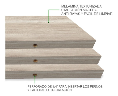 Set De 3 Repisas Flotantes Minimalistas Madera 50x15 Cm
