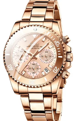 Reloj De Acero Inoxidable Biden Business Women Calendar Color Del Fondo 