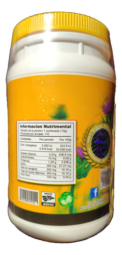 Cardo Mariano, Con Aloe Vera, Raíz De Jengibre Y Acai 1200gr