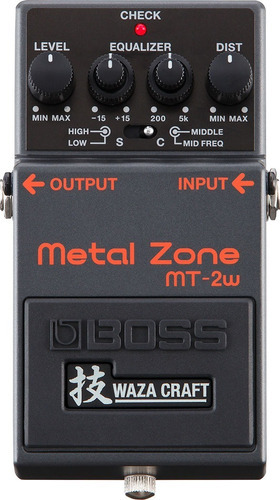 Pedal de distorção Boss Metal Zone Mt-2w cinza escuro