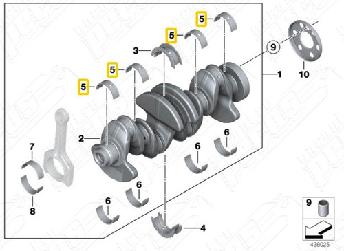 Bmw 320i 2.0 16v 2011-2013 Bronzina Mancal Std