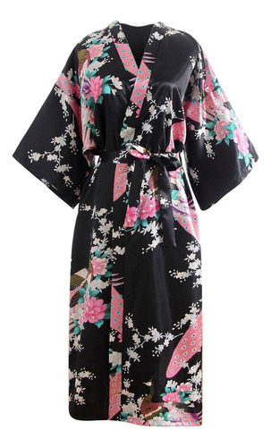 Bata De Baño Con Estampado De Kimono Para Mujer, Lencería, C