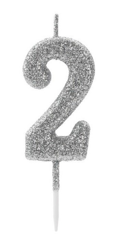 Vela Pequena Prateada Glitter 2